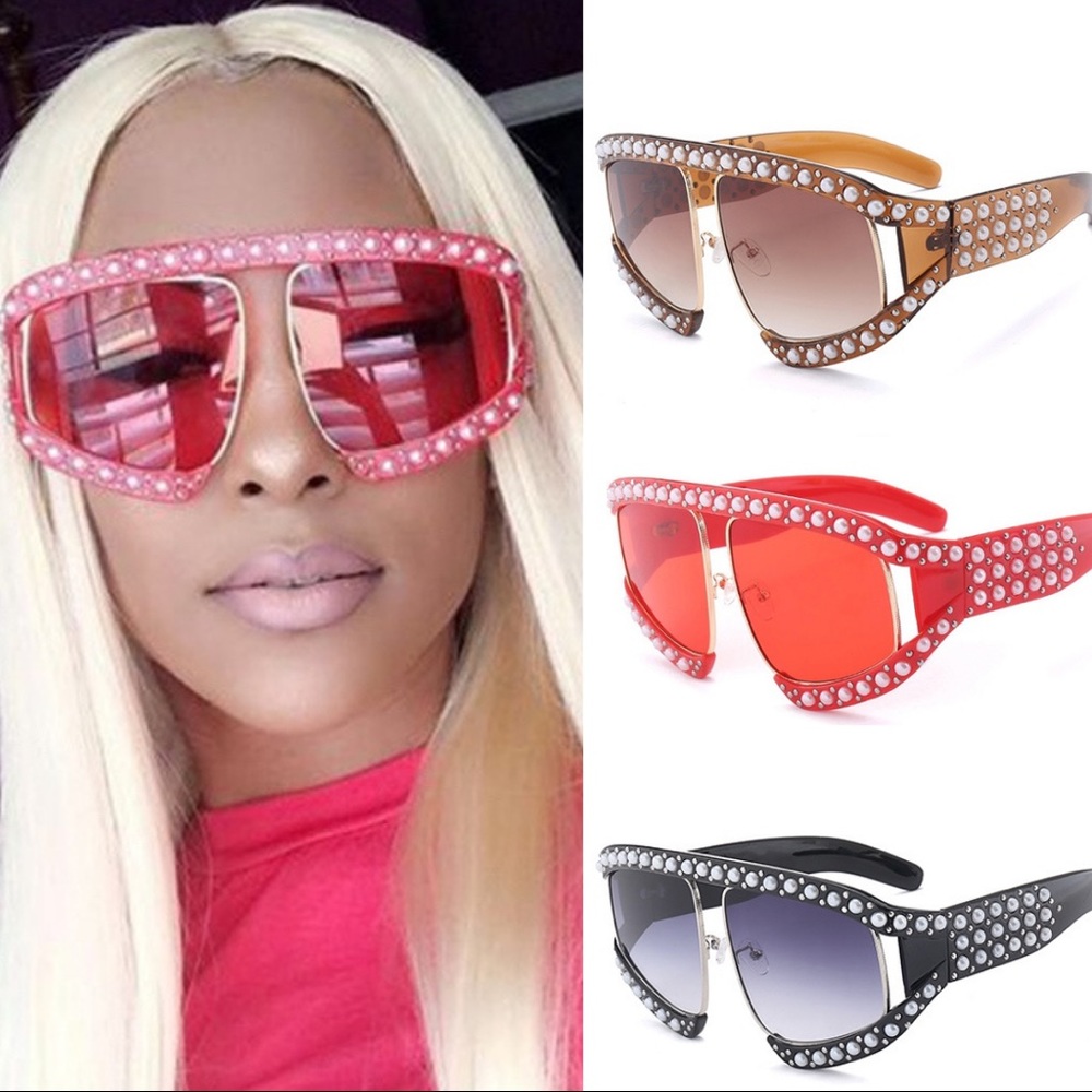 Fashion Oversized Film Pearl Sunglasses